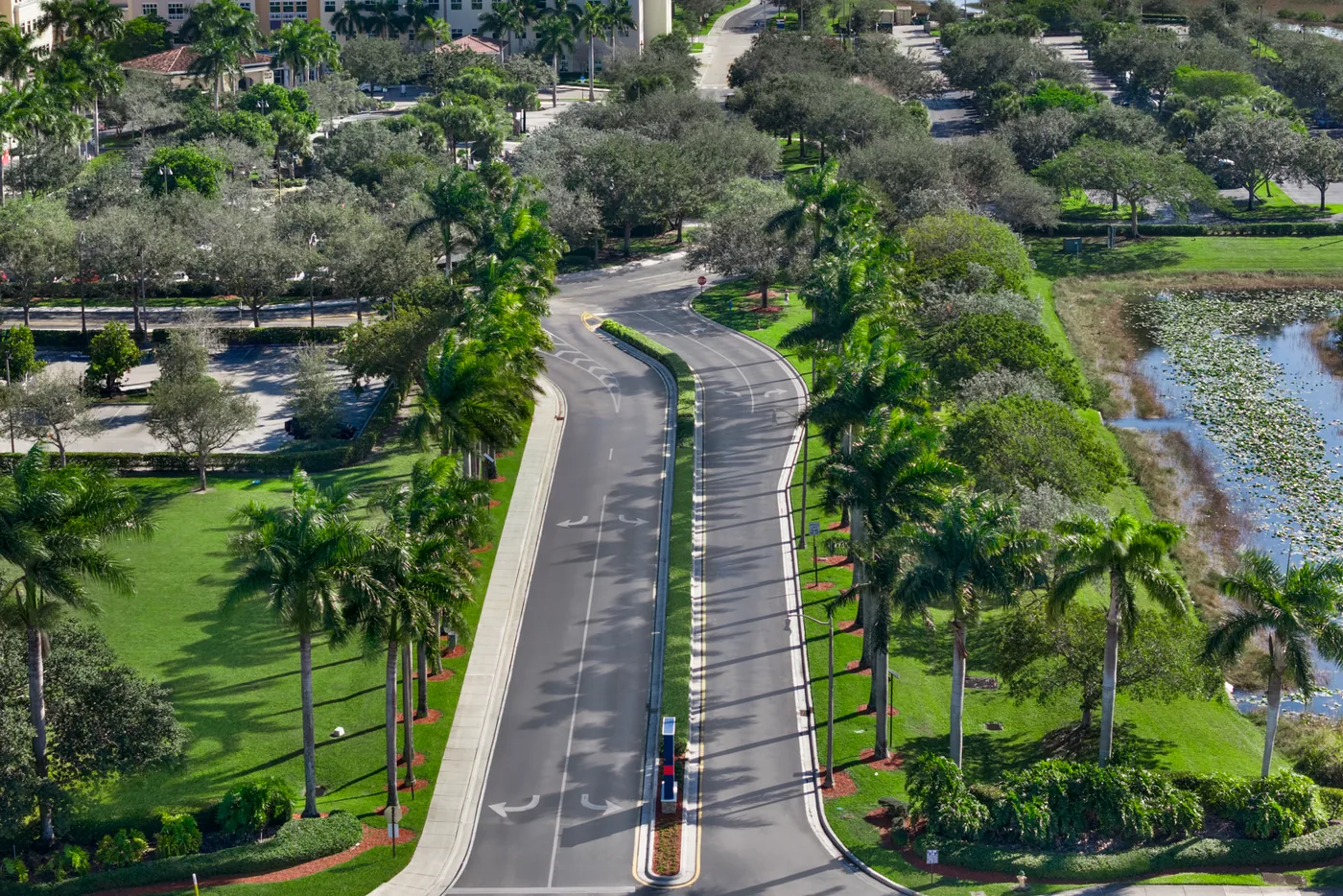 Grounds & waterway, aerial, maintained by Everglades Environmental Care