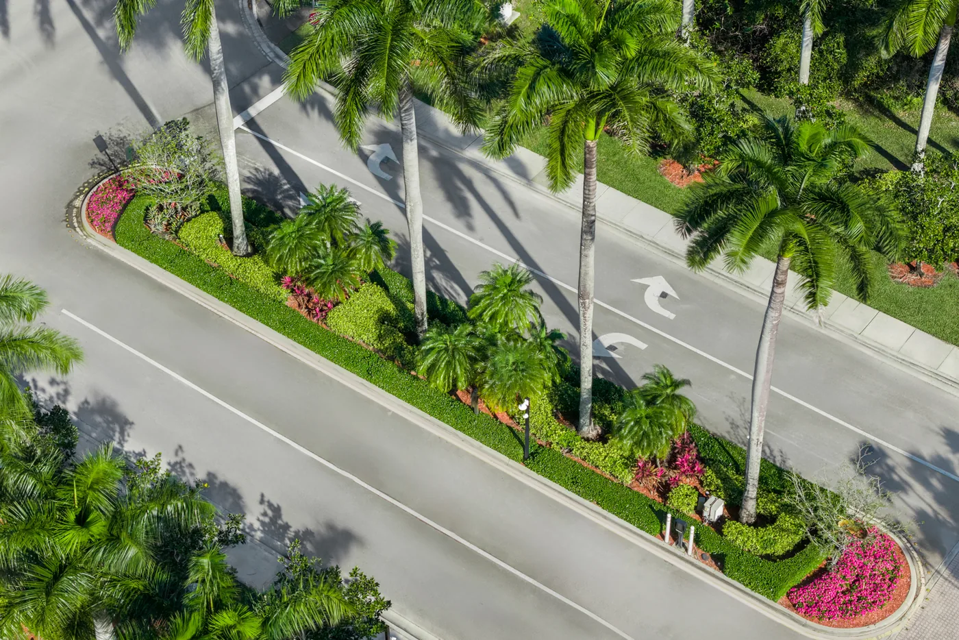 Community boulevard, aerial, maintained by Everglades Environmental Care